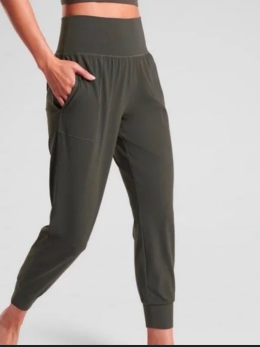 Athleta Olive Green High-Waist Jogger Pants